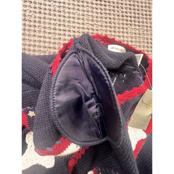 Vtg NOS  Christopher & Banks Embroidered Cardigan USA Sz L Grandmacore Patriotic - Picture 7 of 9